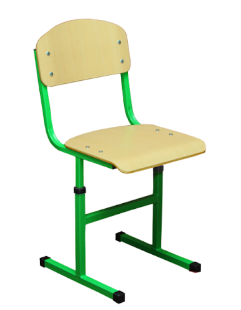 Учнівський стілець АНШАР ГРУП (190292) з Т-подібним каркасом, рост. гр. №4-6. Посилена квадр. труба, екологічно чиста фанера, можливість регул. глибини сидіння.